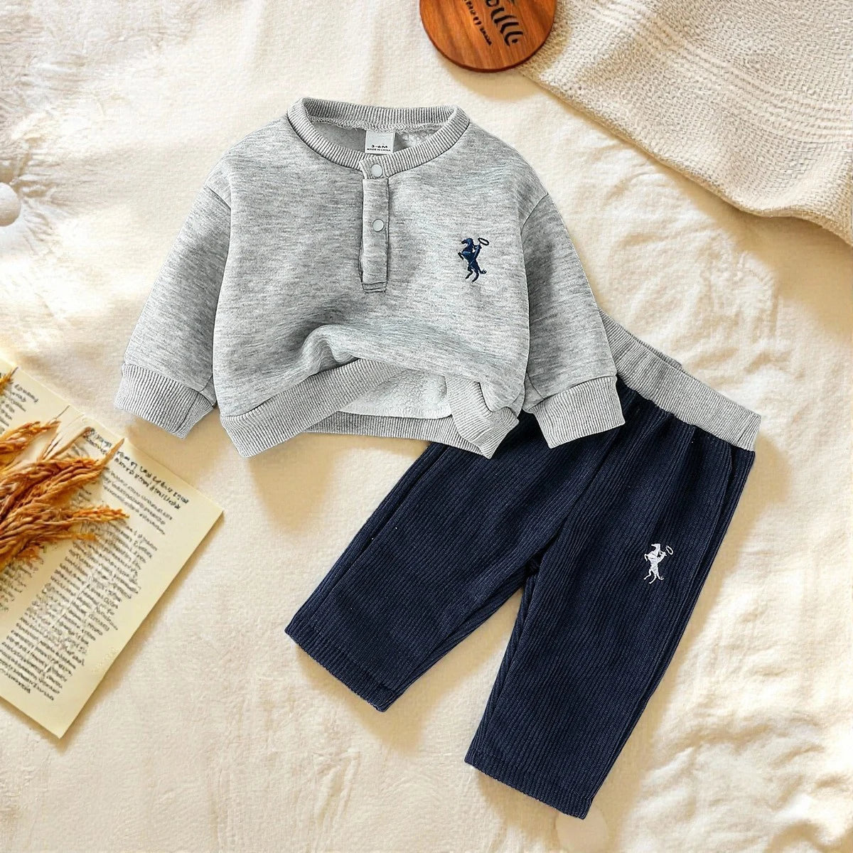 Embroidered Horse Hoodie Set