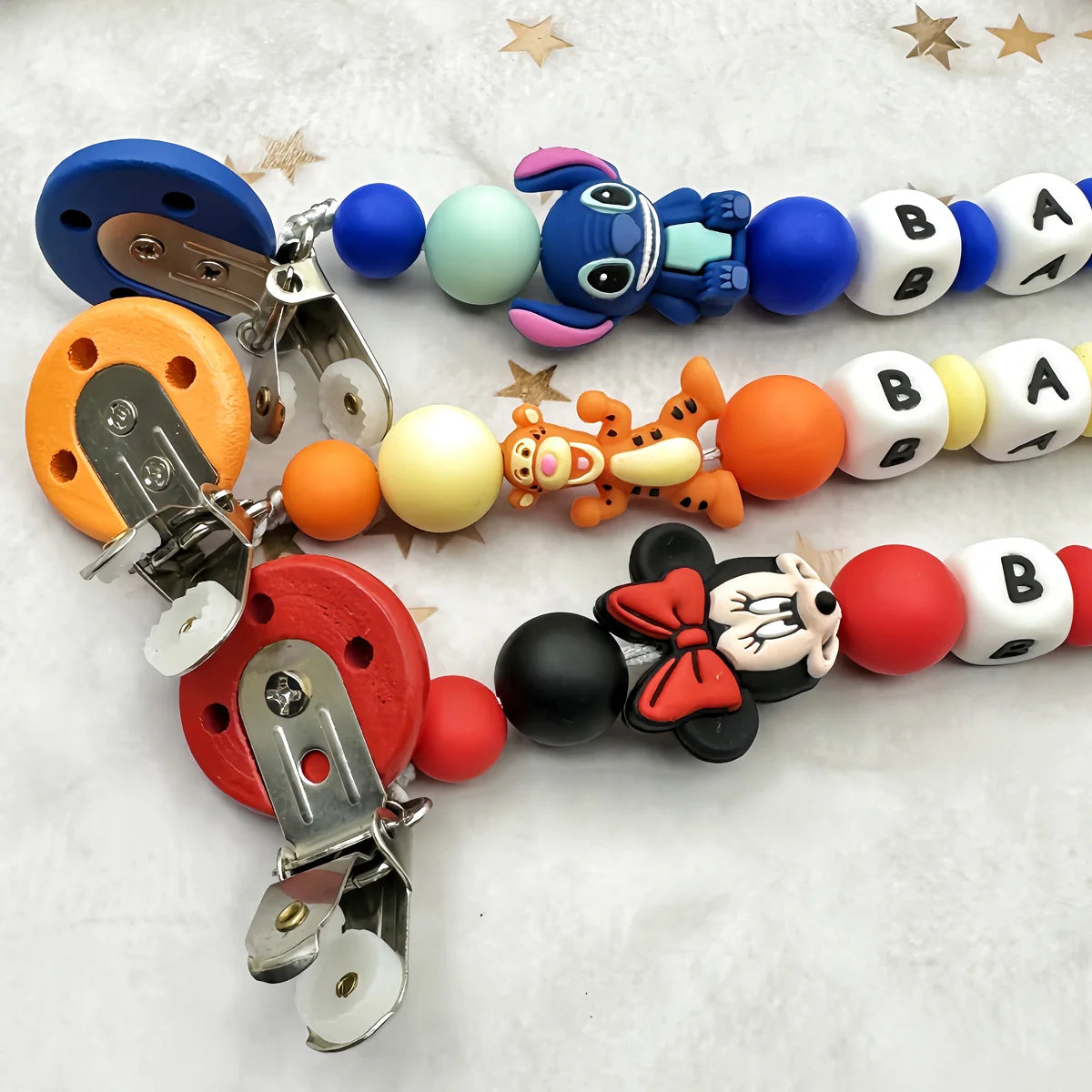 Customized Personalized Name English Letters Silicone Soothing Pacifier Chain Clips Holder Teether Pendants Teething Baby Gifts