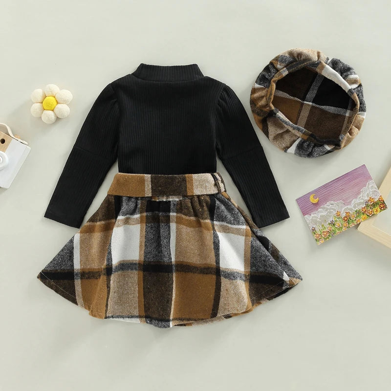 Plaid Skirt & Turtleneck Set