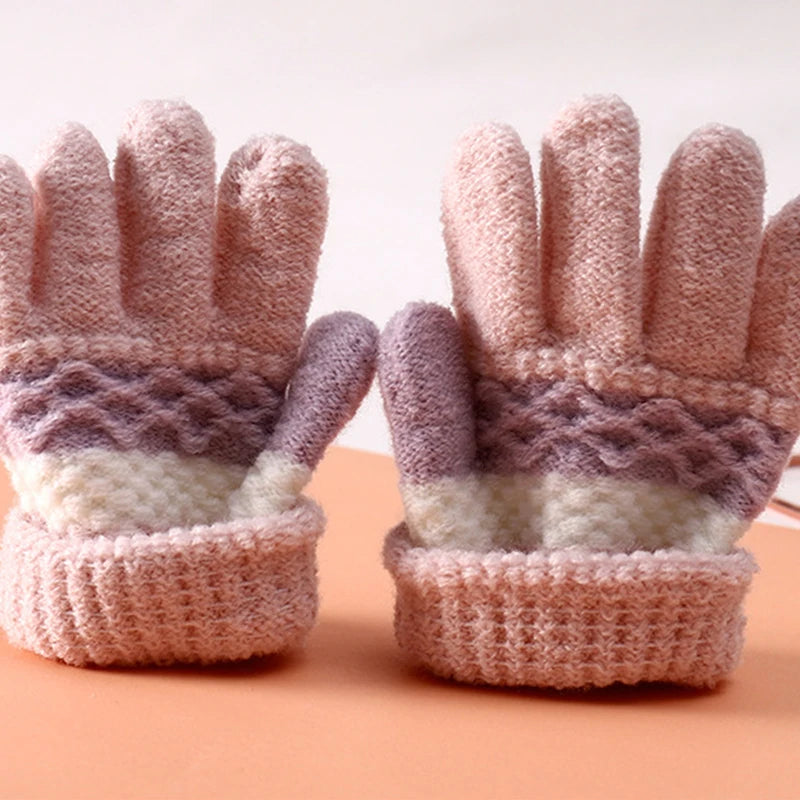 Winter Striped Split Finger Gloves