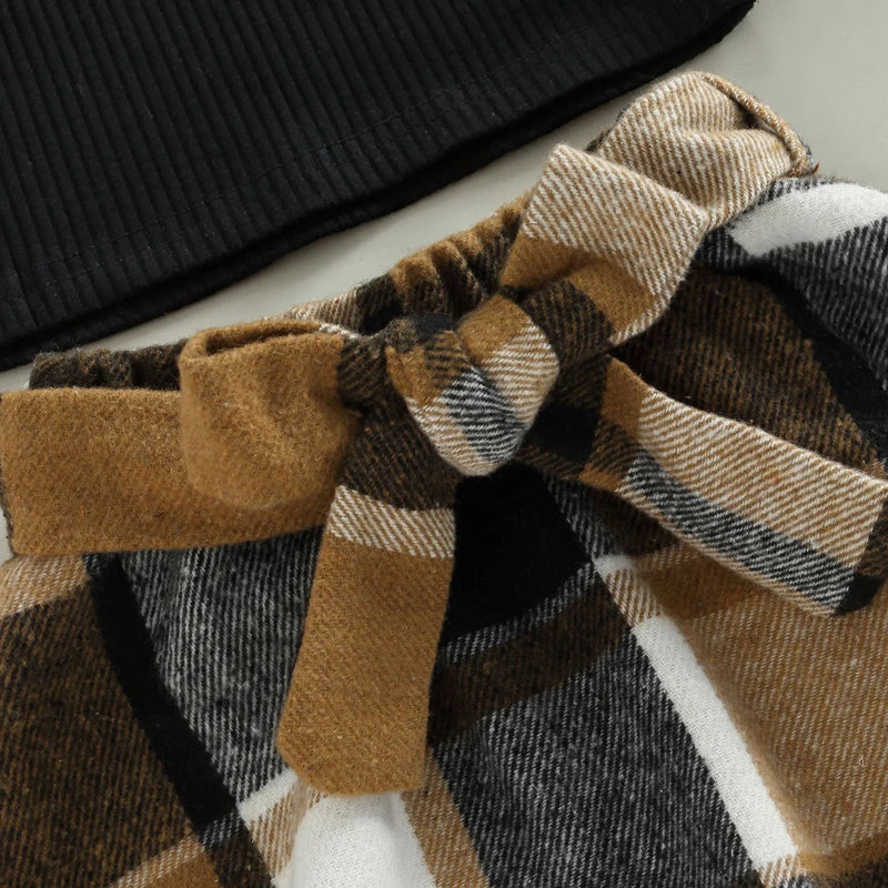 Plaid Skirt & Turtleneck Set