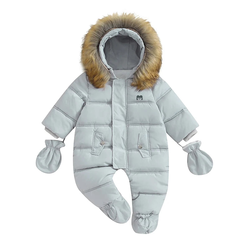 Citgeett Winter Infant Baby Boys Girls Coat Romper Warm Outwear Hooded Puffer Jacket Footie Jumpsuit Fall Clothes