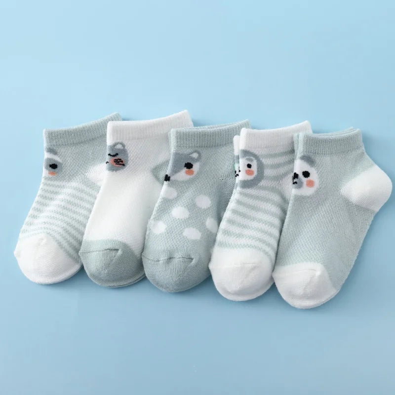 5Pairs/lot Infant Baby Socks For Girls Boys Summer Mesh Thin Baby Socks Cotton Casual Print Newborn Toddler Boy Sock 0-24Month
