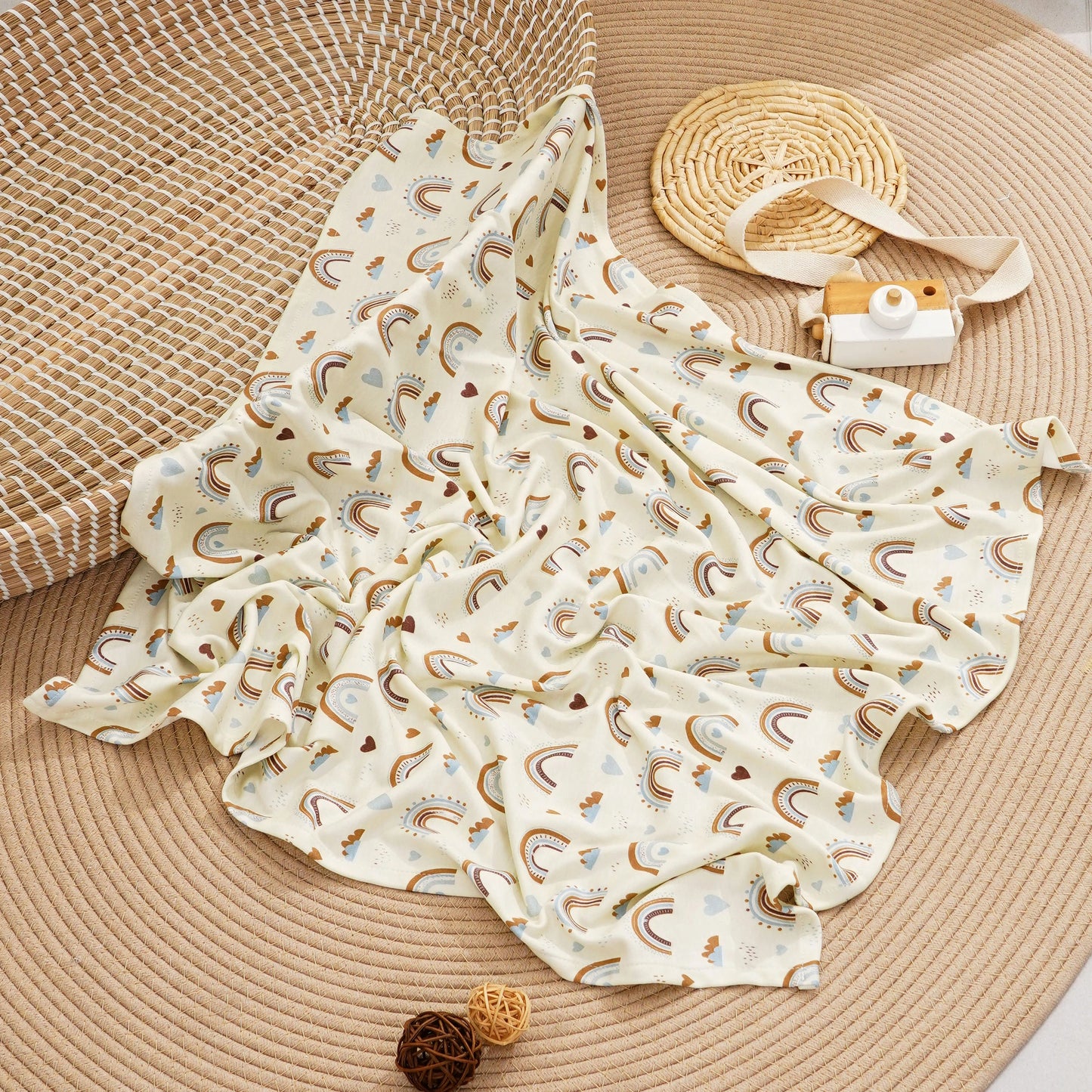 Elinfant Newborn Bamboo Receiving Blankets Infant Swaddle Blankets Soft Cozy Baby Swaddle Blanket Nursery Accessories Essentials