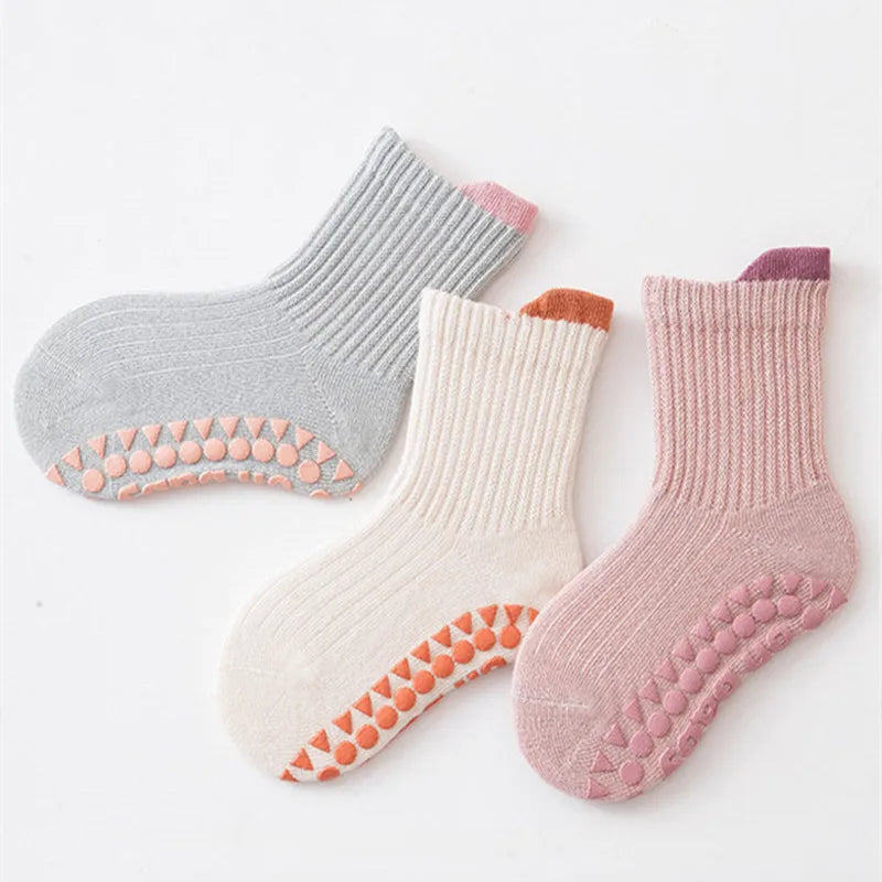 3 Pairs Baby Anti-Slip Socks 0-6Y