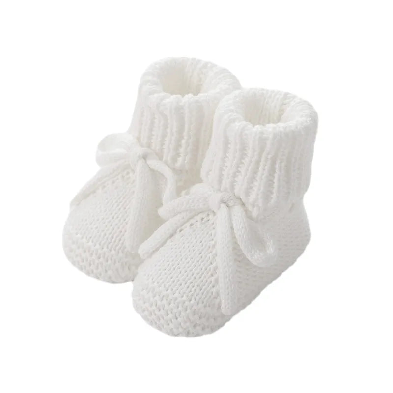 Newborn Baby Cute Bow Tie Knitted Walking Shoes Autumn Winter New Baby Soft Knitted Woolen Floor Crawling Socks for 0-12Months