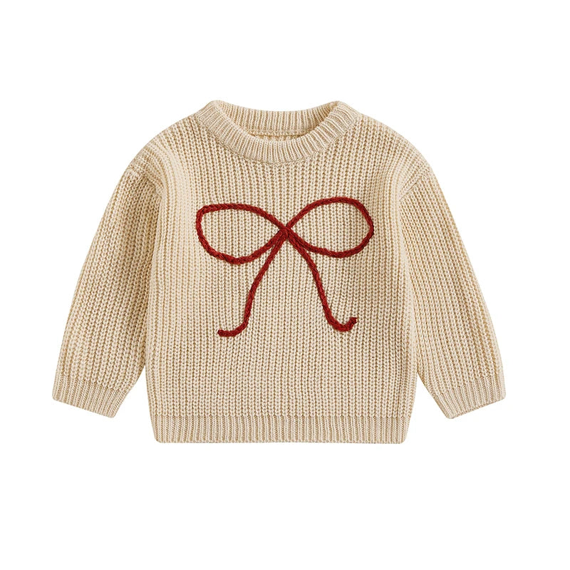 Bowknot Embroidery Pullover