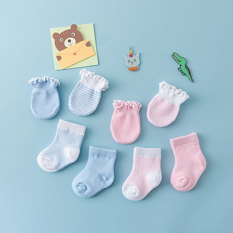 4-Pair Baby Socks & Gloves Set