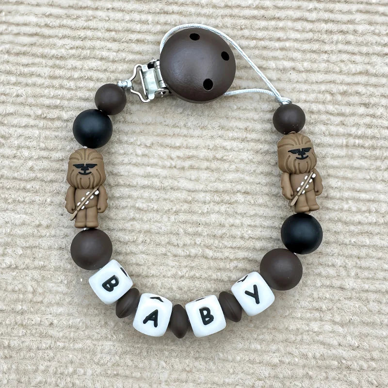Customized Personalized Name English Letters Silicone Soothing Pacifier Chain Clips Holder Teether Pendants Teething Baby Gifts