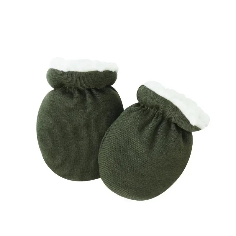 Warm Wool Furry Newborn Mittens Simplicity Solid Color Toddler Glove Autumn Winter Warm Thicken Anti-scratch Face Baby Glove