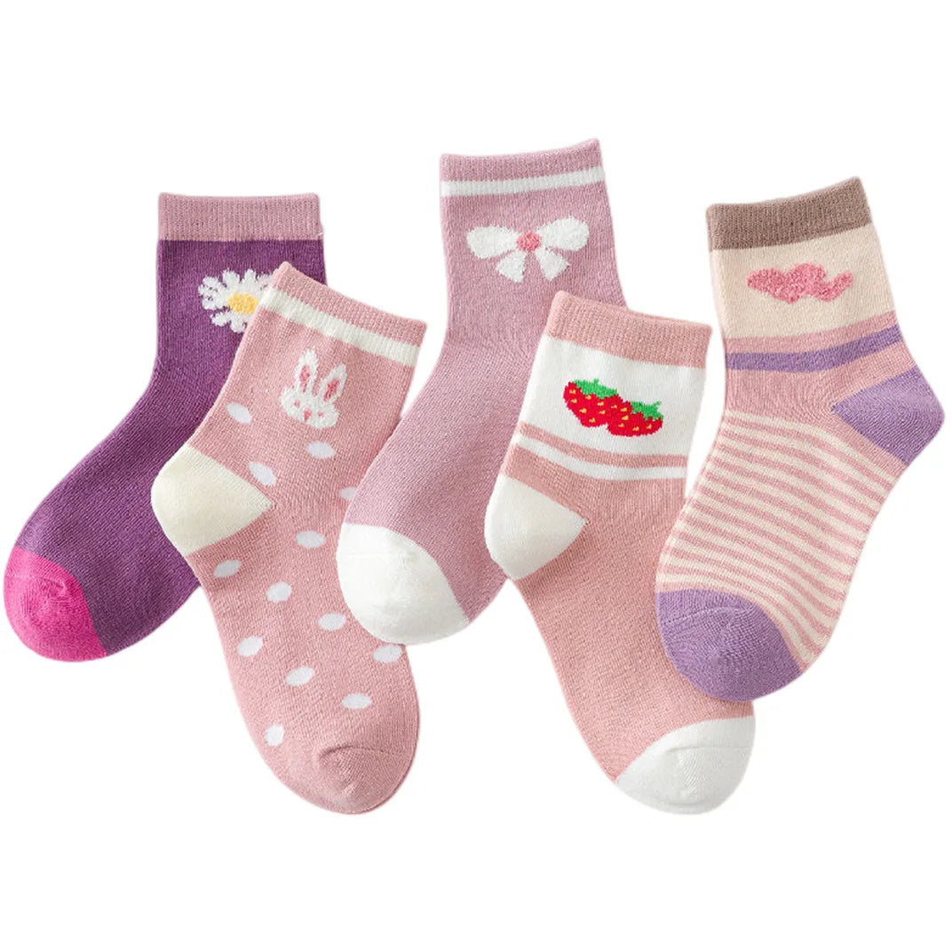 5Pairs Children's Socks Spring And Autumn Cotton Car Cartoon Boy's Socks Kids Sports Socks  Boys Girls Quality Breathable Socks