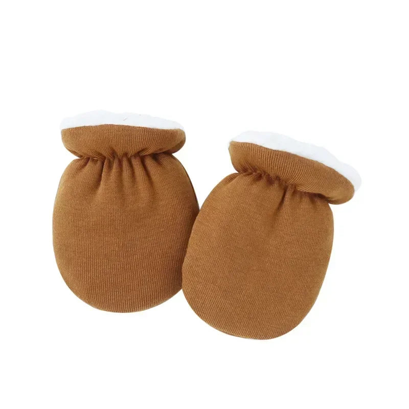 Warm Wool Furry Newborn Mittens Simplicity Solid Color Toddler Glove Autumn Winter Warm Thicken Anti-scratch Face Baby Glove