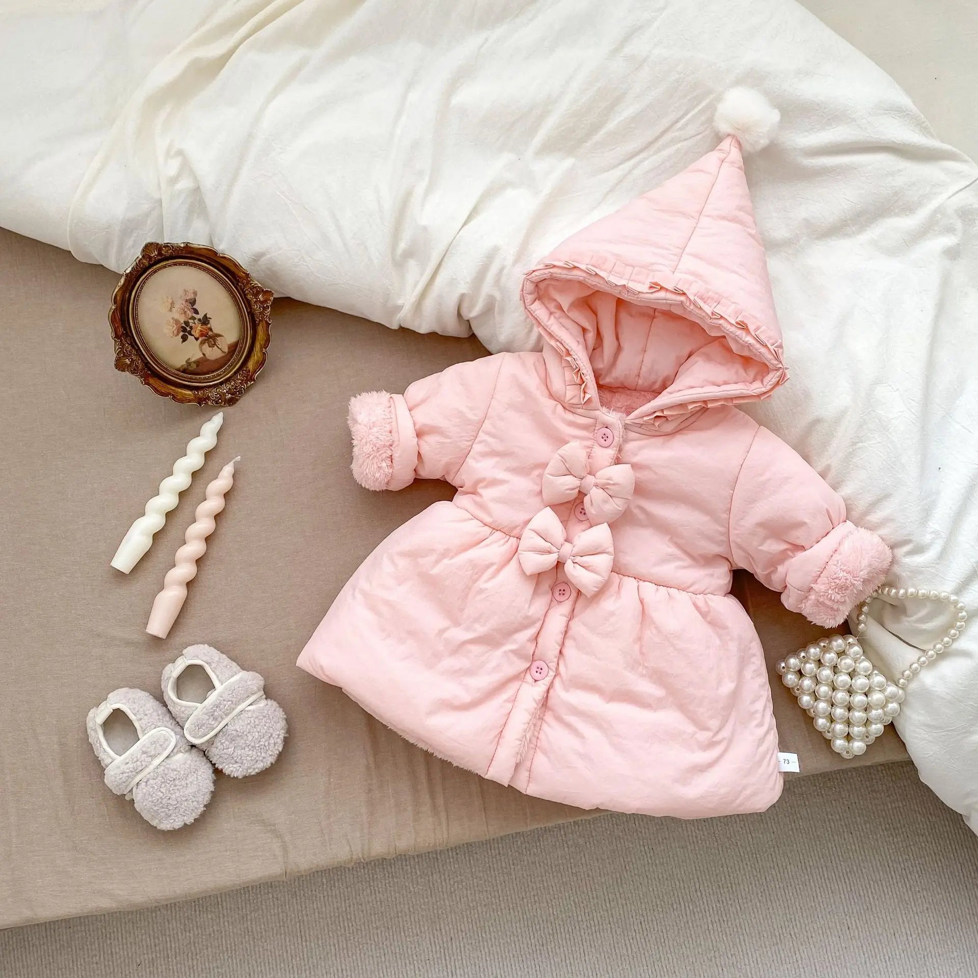 Velvet Fleece Hooded Girls Coat