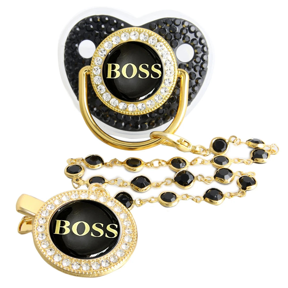 Bling Weaning Pacifier Luxury Baby Pacifier With Chain Clip Newborn Baby Dummy Soother Nipple With Gem