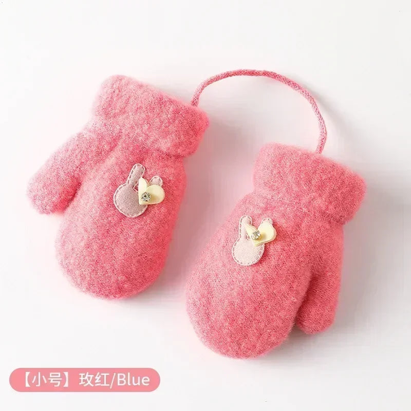 1-6 Years Old Baby Mittens Newborn Children Kids Winter Gloves Mohair Plush Thick Boys Girls Gloves