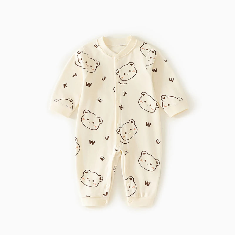 0-2Y Pure Cotton Long Sleeve Newborn Baby Rompers Skin-friendly One Piece Diaper Jumpsuit Underwear Infant Cartoon Homewear