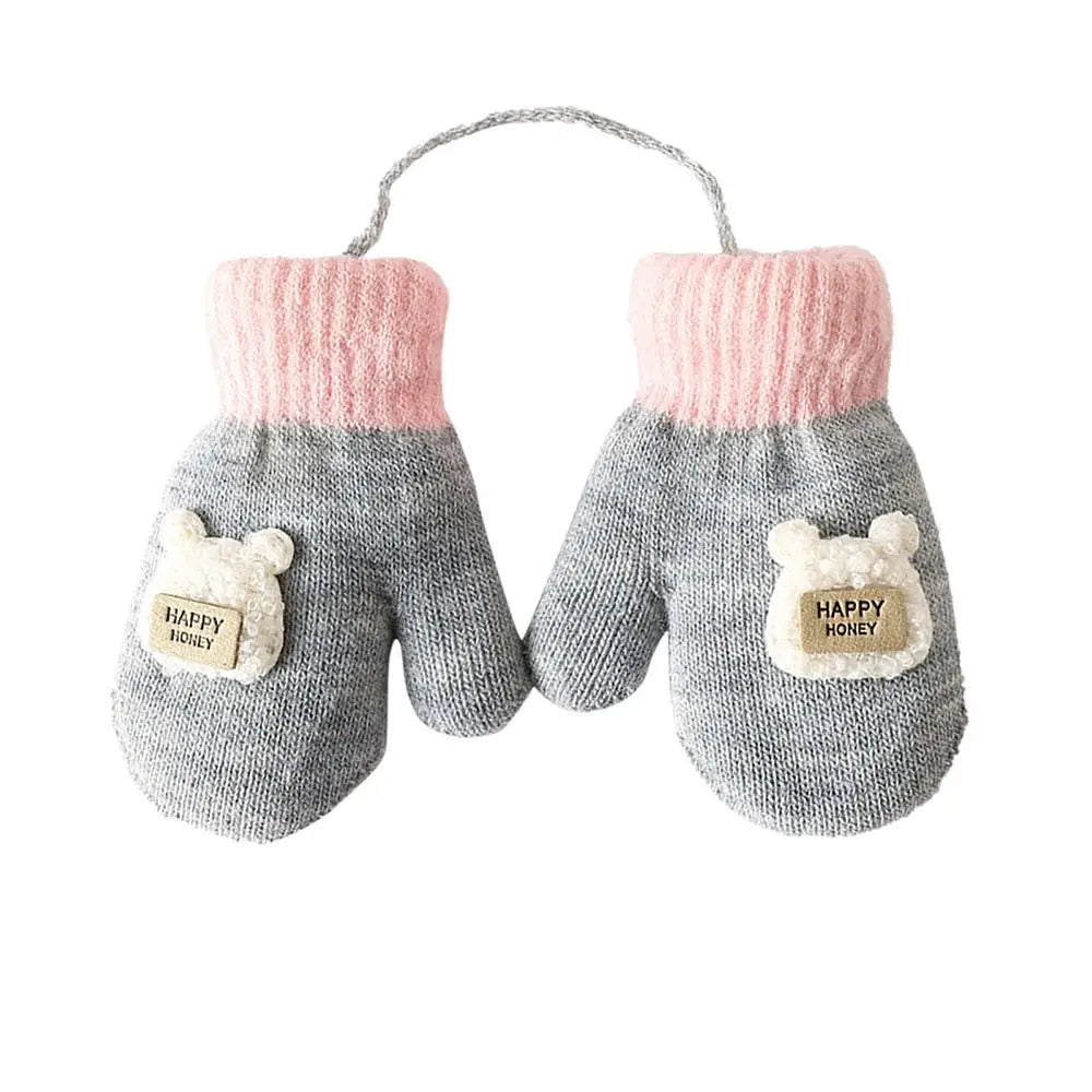 Full Finger Gloves Cute Toddler Children Baby Infant Thickened Knitted Gloves Cartoon Gloves Baby Mittens Warm Mittens
