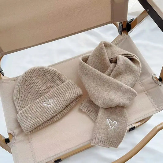 2-10 Years Kids Warm Knitted Hat Scarf Set Children Autumn Winter Caps For Boys Girls Korean Version Beanie Hat
