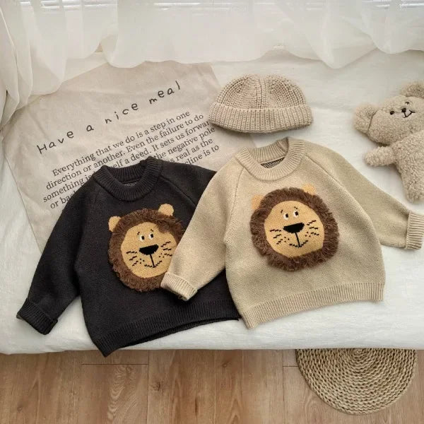 Cartoon Lion Knit Sweater