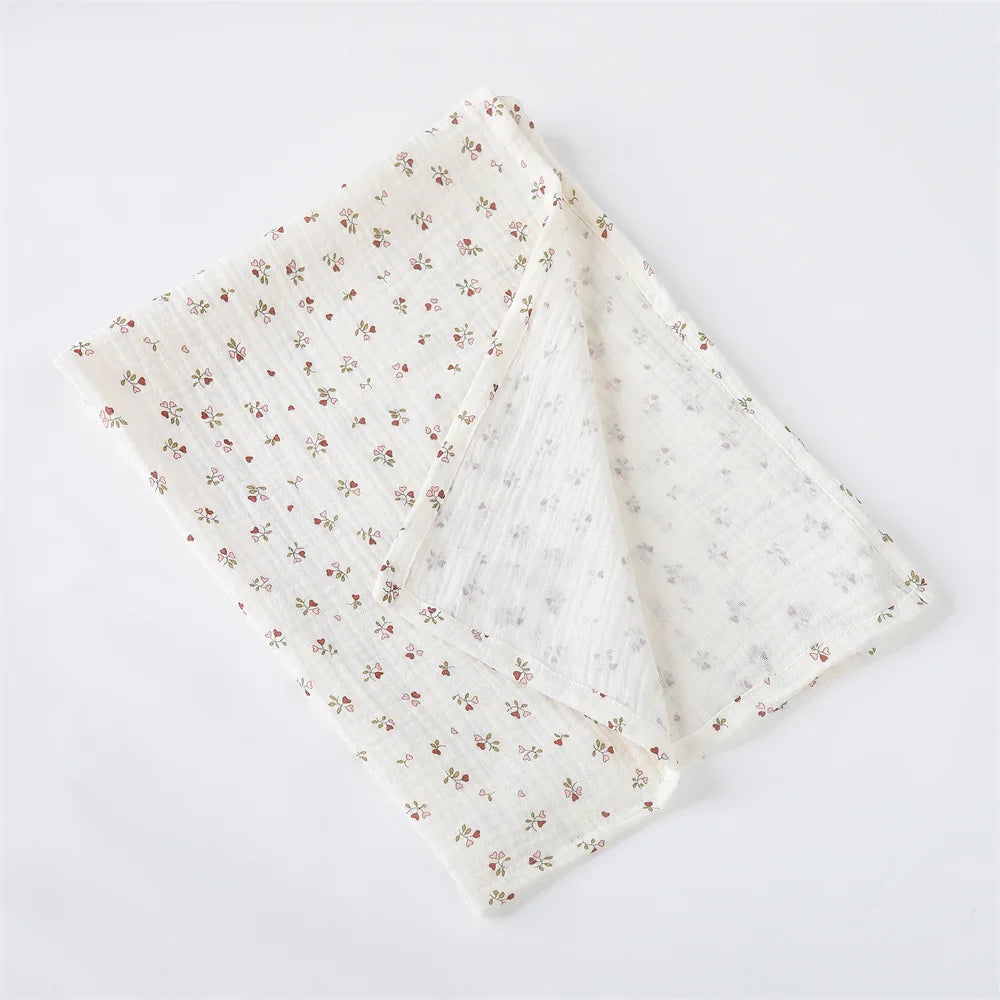 Cotton Swaddle Blanket Baby Blanket Floral Print Muslin Diaper Swaddle New Born Crinkle Fabric Baby Born Stroller Cover