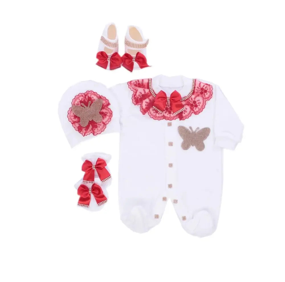4pcs Butterfly Jewelry Baby Romper Set