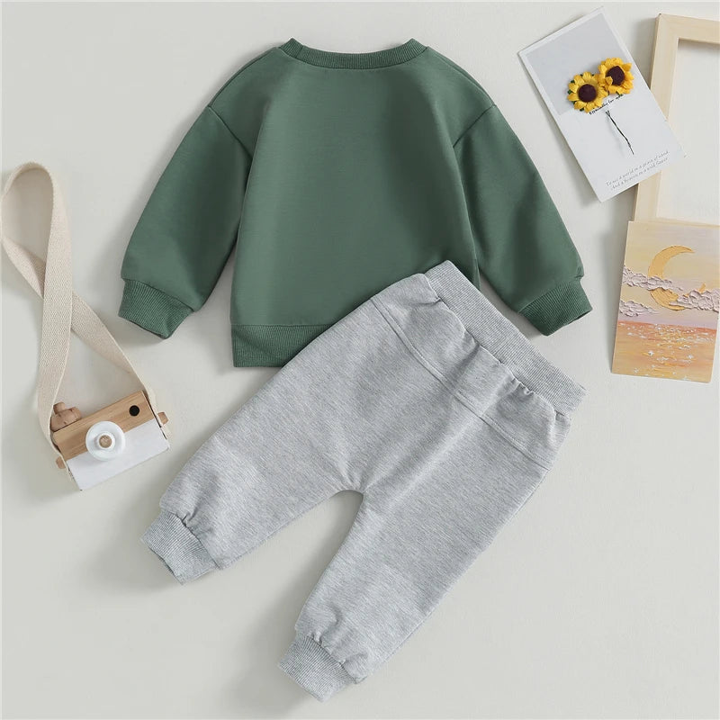 Autumn Baby Clothing Set Cotton Letter Print Boys Hoodie Suit Toddler Boys Clothes Set 2Pcs Sweatshirt+Jogger Pants Set