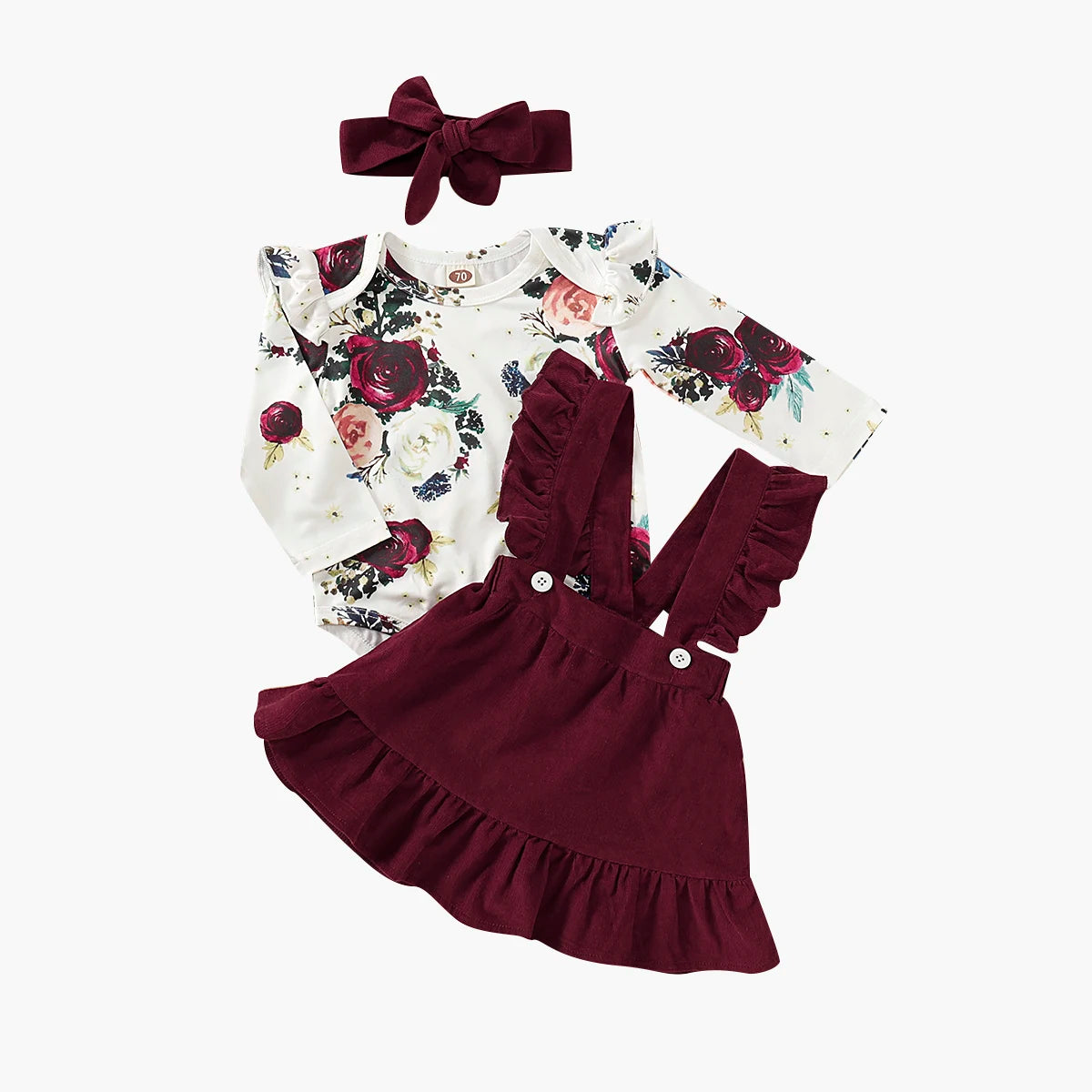 Floral Romper & Ruffle Dress Set