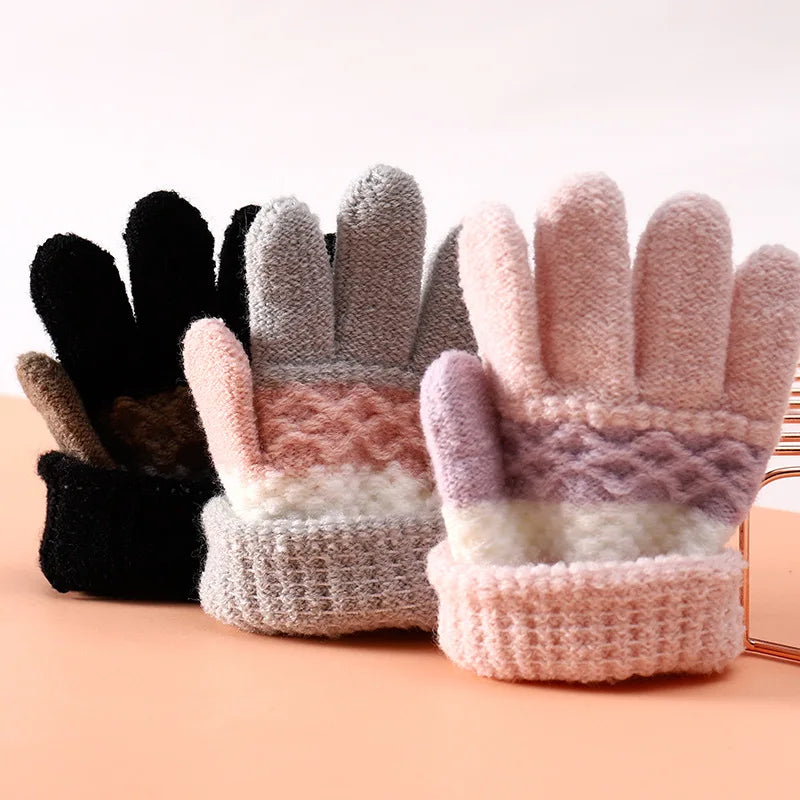Winter Striped Split Finger Gloves