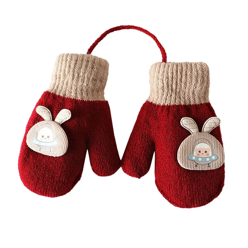 Full Finger Gloves Cute Toddler Children Baby Infant Thickened Knitted Gloves Cartoon Gloves Baby Mittens Warm Mittens