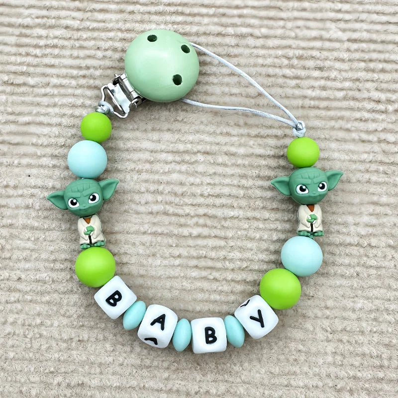 Customized Personalized Name English Letters Silicone Soothing Pacifier Chain Clips Holder Teether Pendants Teething Baby Gifts