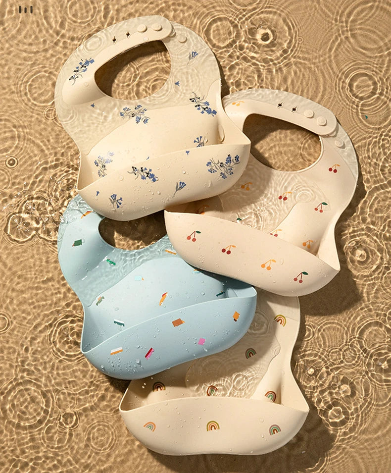 Silicone Bibs For Newborn Baby Feeding Tableware Waterproof Baby Bibs For Toddler Feedings Bibs Burp Cloths Bandana Baby Stuff