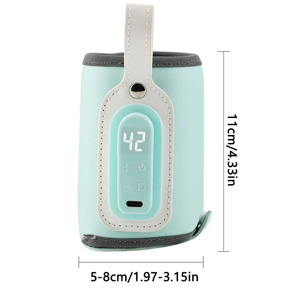 LED Display Portable Baby Bottle Warmer Smart Temperature Control Temperature Adjust Travel Breastmilk Heater 35-50℃ Range
