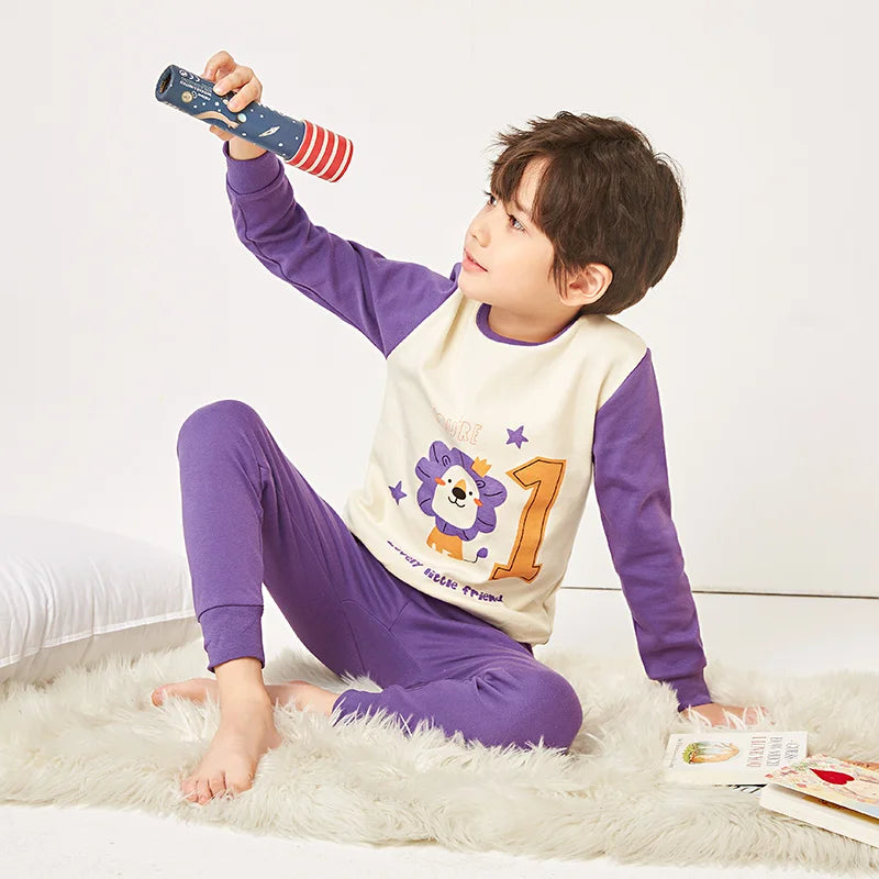 Child Boy Pajamas for 3-14 Years Winter Long Sleeved Pyjamas Suit Baby Girl Clothes Toddler Cotton Sleepwear Kids Sleep Pajamas