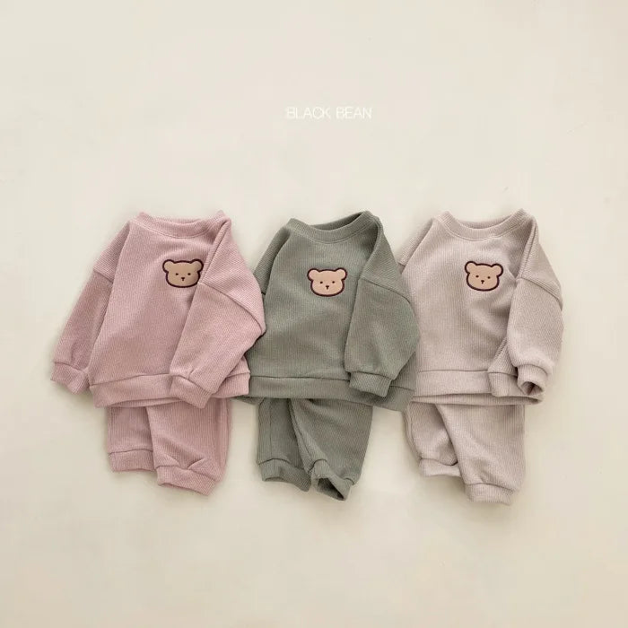 0-3Yrs Kids Little Bear Clothes Girls Long Sleeve T-shirts Tops Pants 2Pcs Spring Autumn Baby Boys Loose Clothing Suits