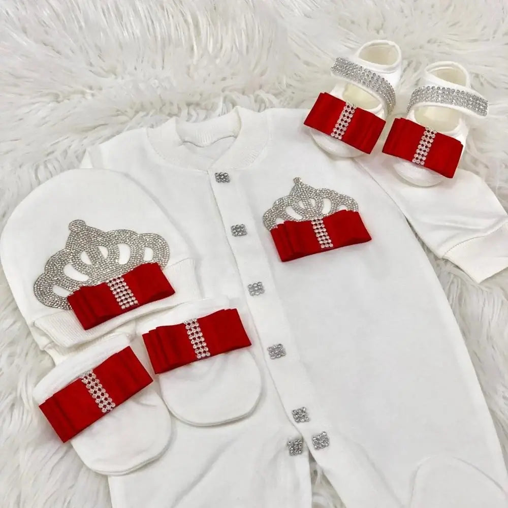 4pcs Butterfly Jewelry Baby Romper Set