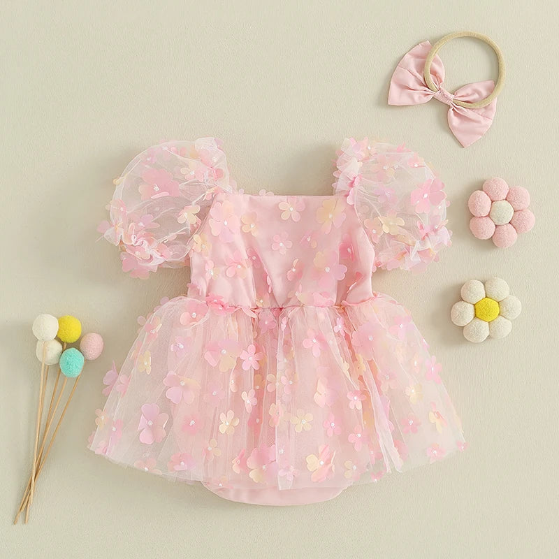 Baby Girl Lace Flower Romper Set