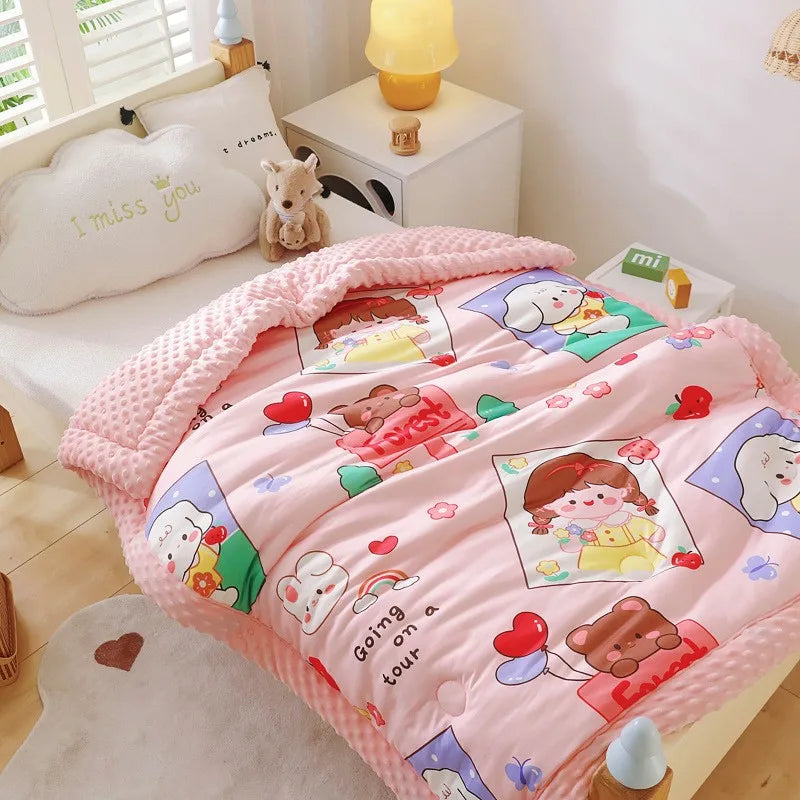 Winter Warm Baby Quilt Comforter Quilted Blanket Summer Soft Nap Cover Bed Thick Blanket Newborn Infant Swaddle Wrap Bedding