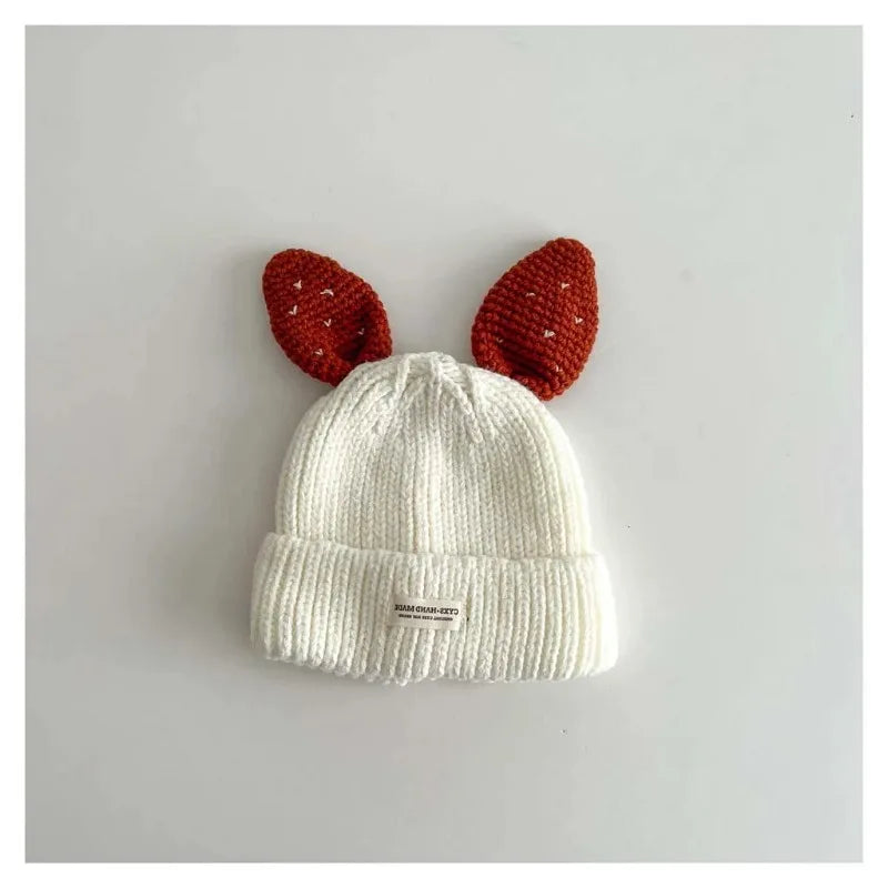 Cute Baby Bunny Hat With Ear 2025 Autumn Children's Knitted Hat Boys Girls Beanie Cap Warm Wool Pullover Hat