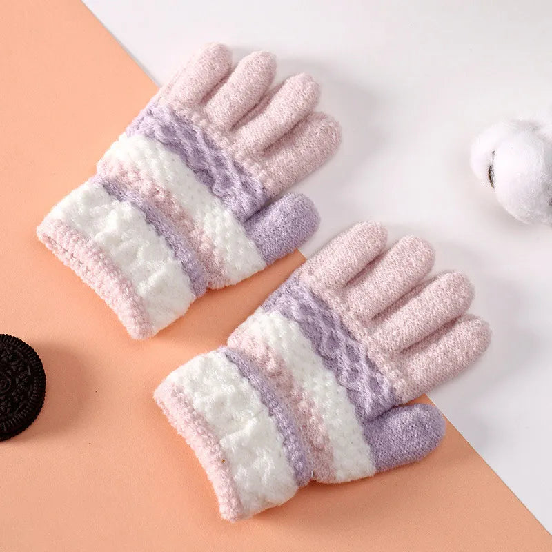 Winter Striped Split Finger Gloves