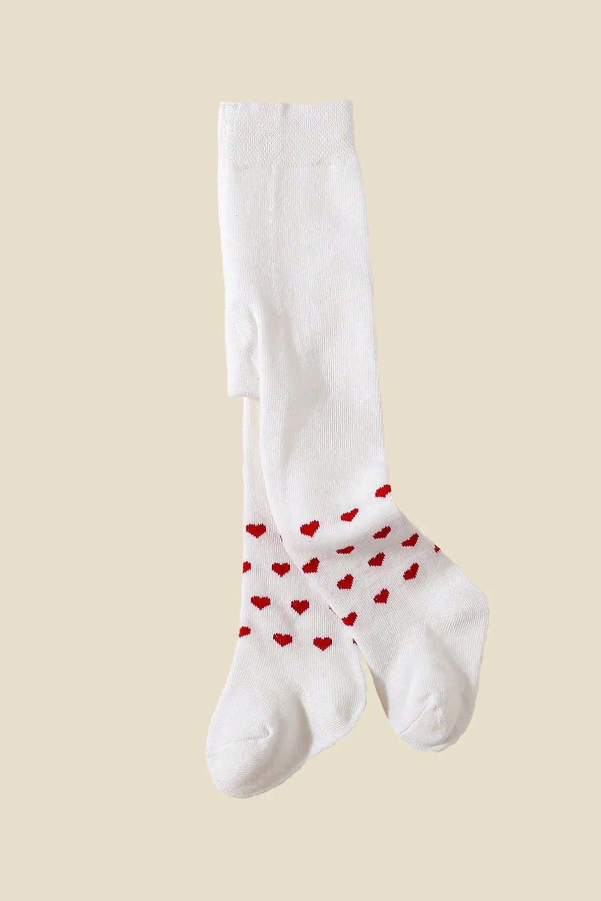 1 Pair of Baby Girls Cotton Red and White with Heart Shaped Leggings, Fashion Cute Soft Elastic Stockings for 0-12 Months Toddler