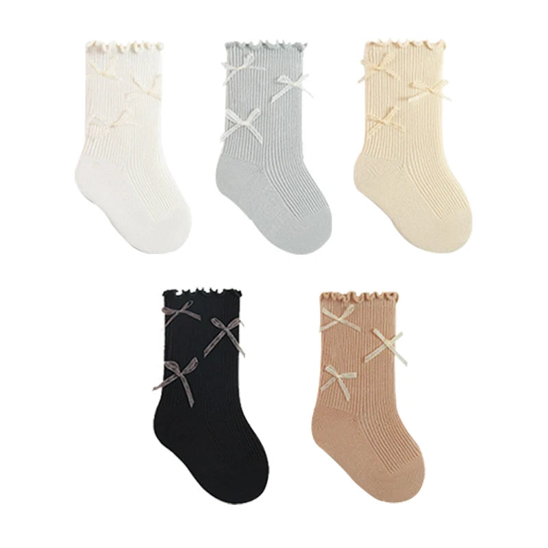 1/3/5 Pairs Newborn Baby Socks For Girls Cotton Infant Girls Sock Princess Bow Toddler Baby Girls Socks