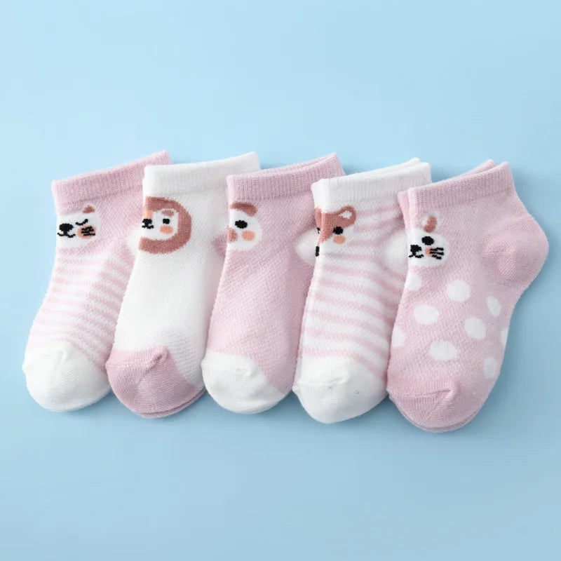 5Pairs/lot Infant Baby Socks For Girls Boys Summer Mesh Thin Baby Socks Cotton Casual Print Newborn Toddler Boy Sock 0-24Month