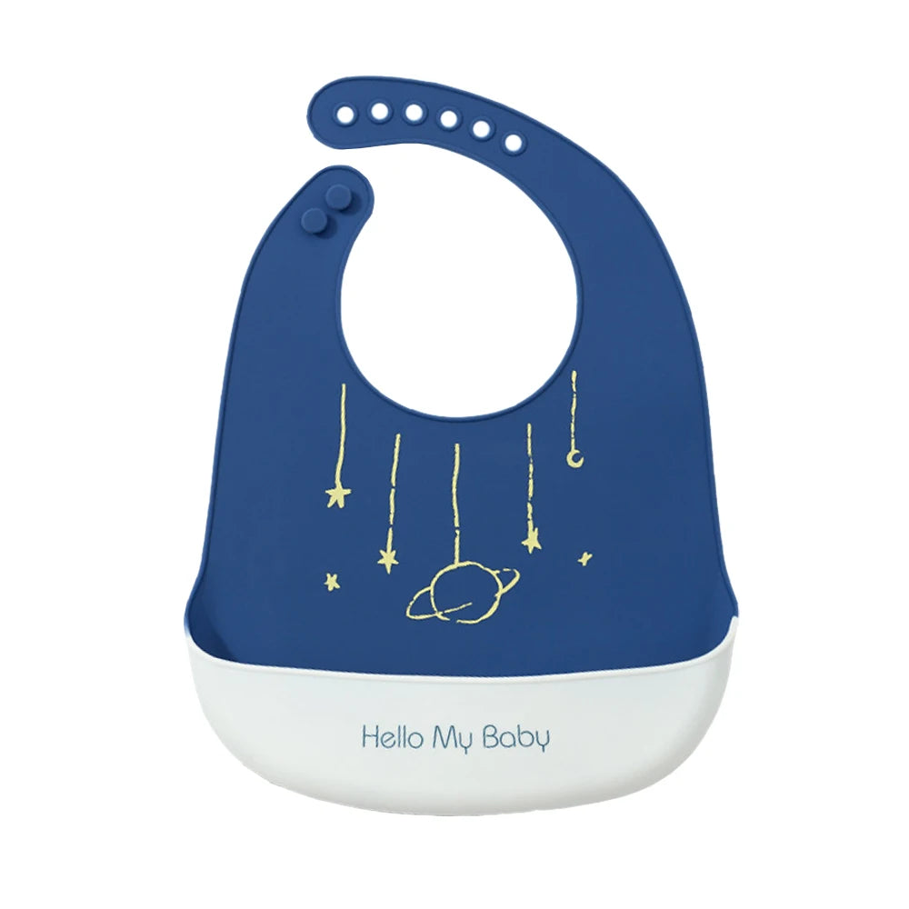 Waterproof Baby Bibs For Kids Eating Stuff Soft Silicone Cartoon Crocodile Printed Baby Apron Bib Reusable Baby Feeding Apron