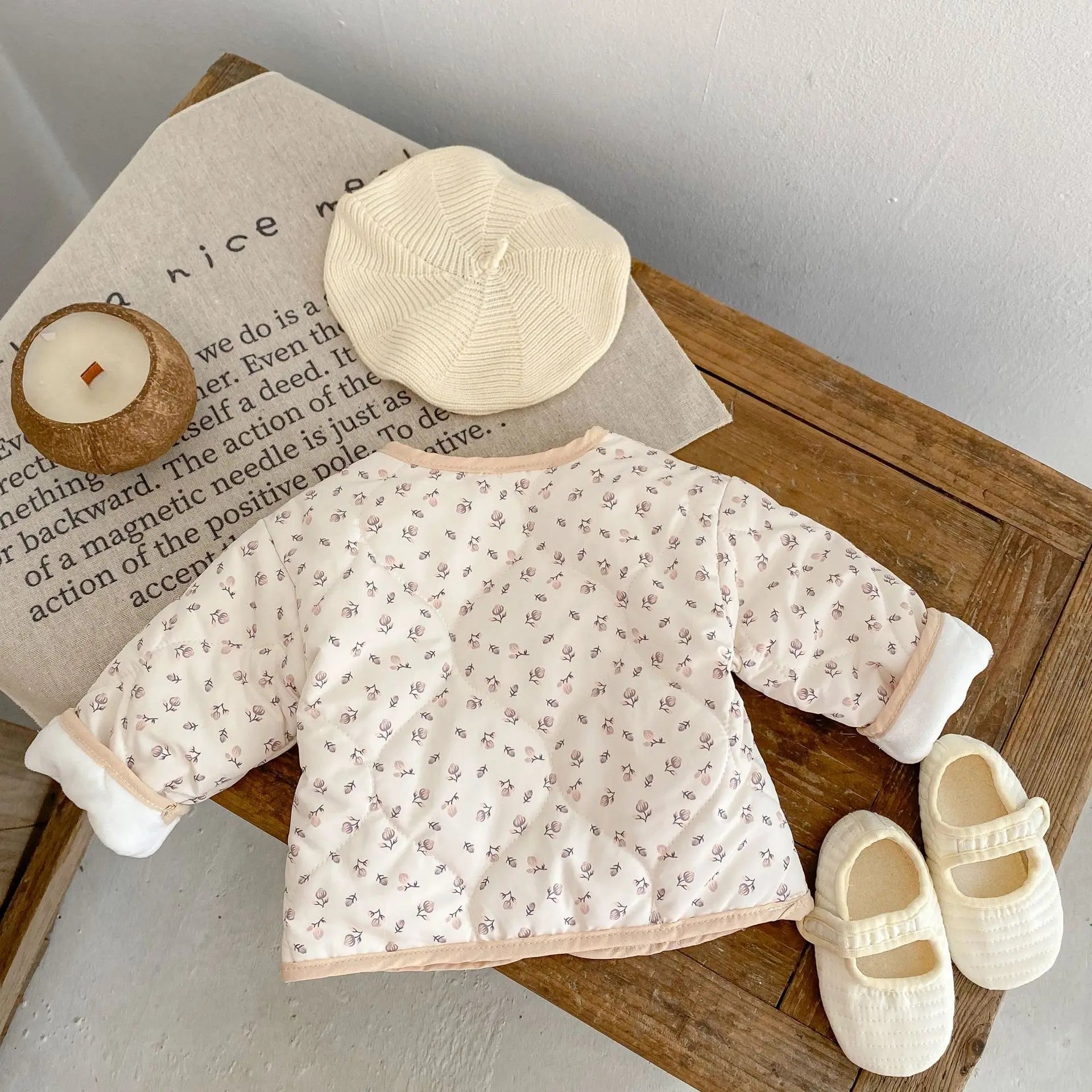 winter baby girls floral jacket