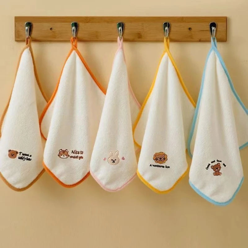 5pcs Baby Towel Set Soft Skin Friendly Drool Towel for Newborn Items Coral Fleece Absorbent Baby Squares Face Towel 25x25cm