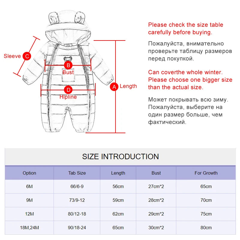 Thick Warm Baby Boy Snowsuit