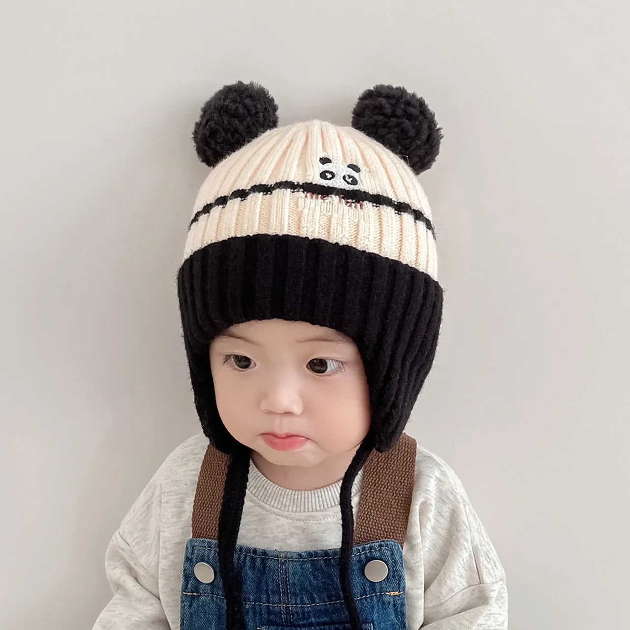 Winter Warm Knitted Baby Hat Cute Cartoon Animals Baby Boys Girls Cap Beanies Anti-cold Toddler Kids Lacing Hat