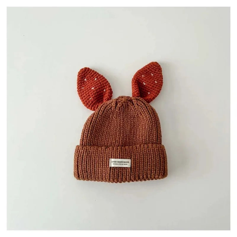Cute Baby Bunny Hat With Ear 2025 Autumn Children's Knitted Hat Boys Girls Beanie Cap Warm Wool Pullover Hat