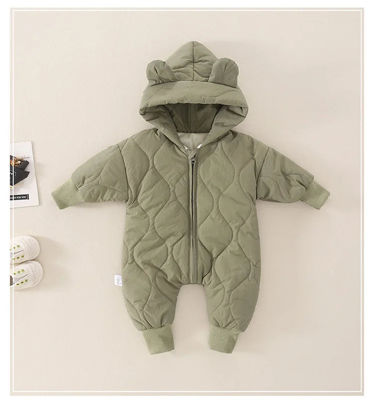 0-24M Baby Girls Boys Romper Warm Autumn Long Sleeve Thick Lining Jumpsuits Winter Clothing Outfits