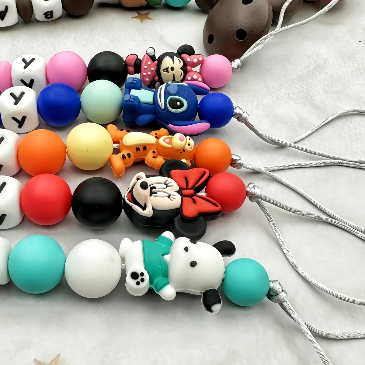 Customized Personalized Name English Letters Silicone Soothing Pacifier Chain Clips Holder Teether Pendants Teething Baby Gifts